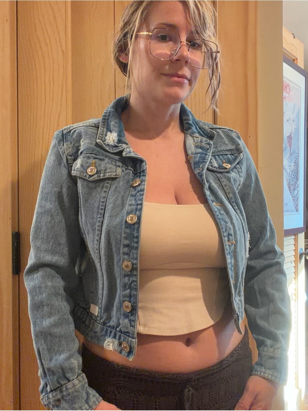 7 For All Mankind Light Blue Distressed Denim Jacket - Picture 9 of 14